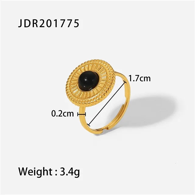 Natural Stone Steel Ring