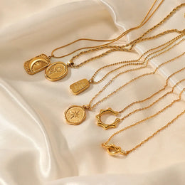 Vintage Moon Steel Necklace