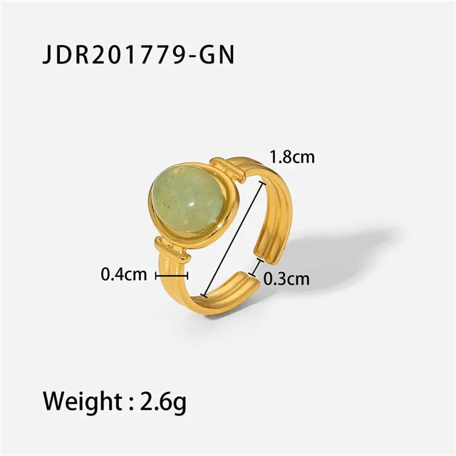 Natural Stone Steel Ring