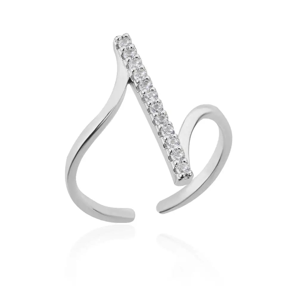 Geometric Zircon Open Ring