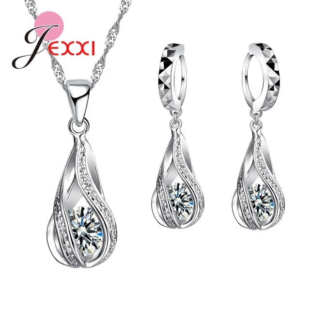 Sterling Waterdrop Zircon Set