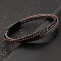 Black Braided Leather Bracelet