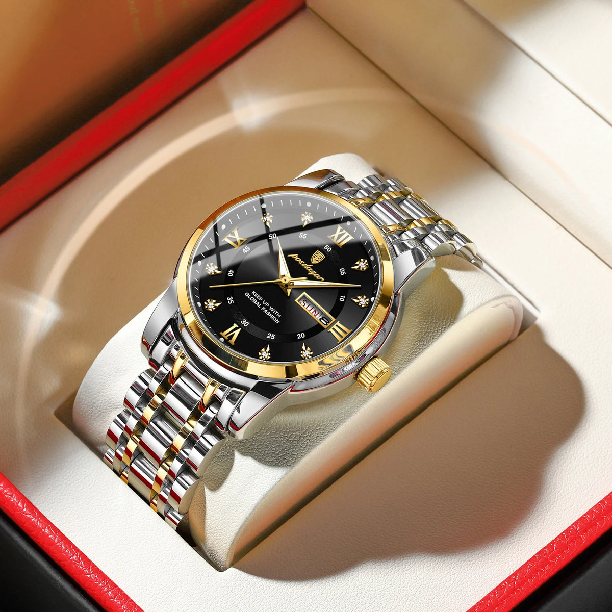 POEDAGAR Luminous Calendar Watch