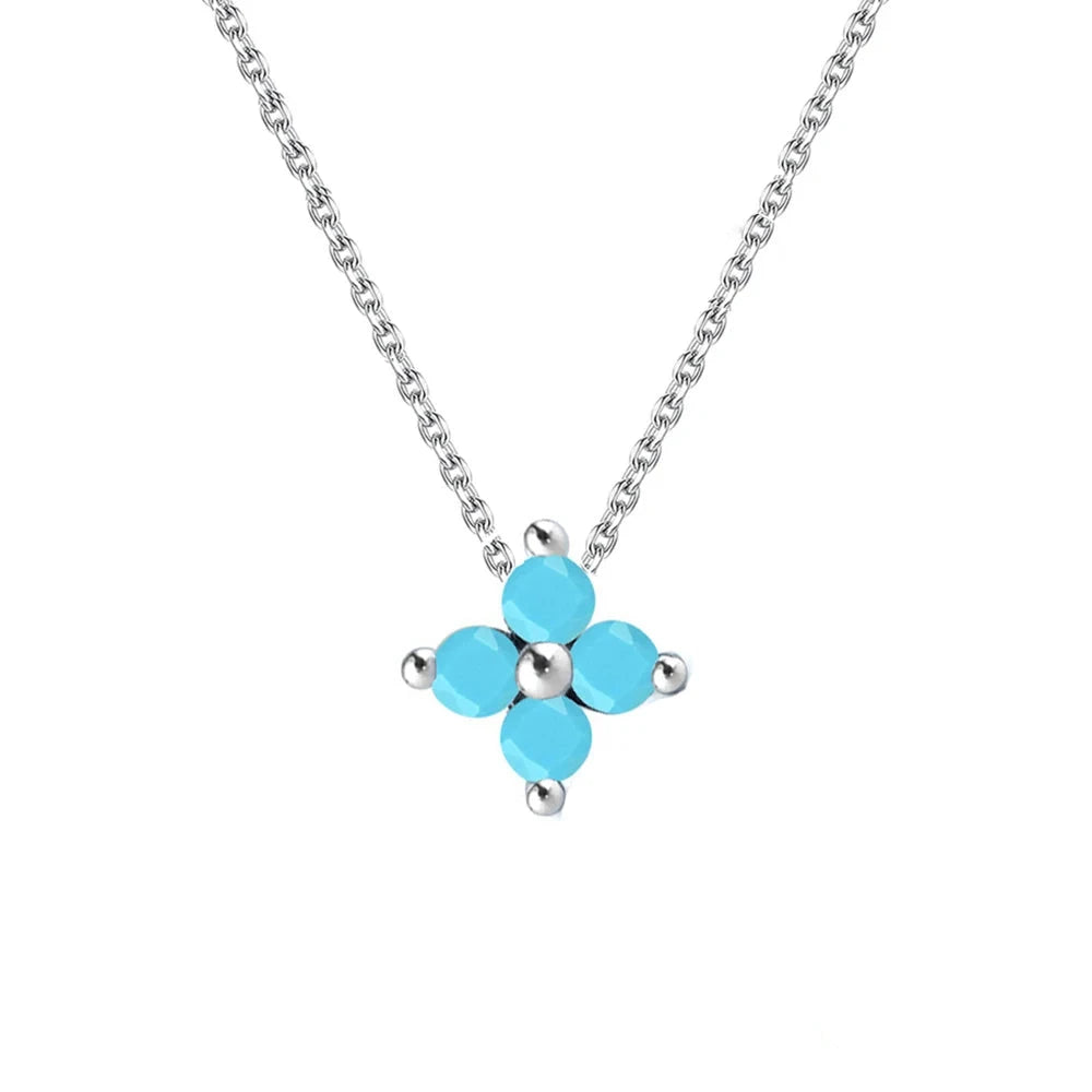 Turquoise Clover Silver Necklace