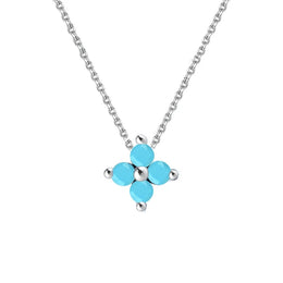 Turquoise Clover Silver Necklace