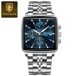 POEDAGAR Square Chronograph Watch