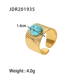 Natural Stone Steel Ring