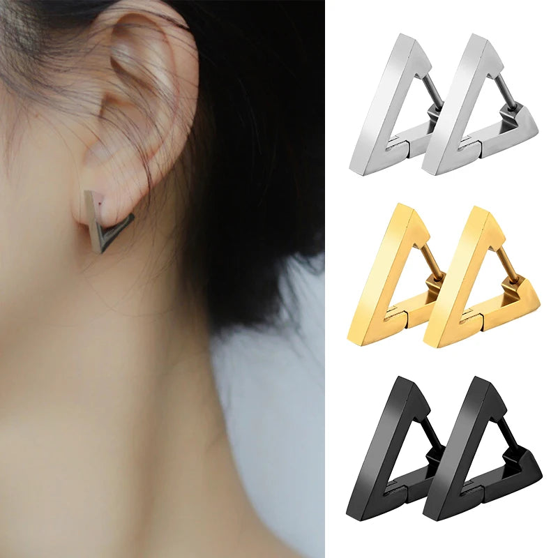 Stainless Triangle Hoop Earrings