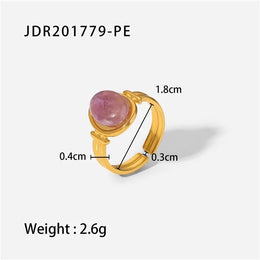 Natural Stone Steel Ring