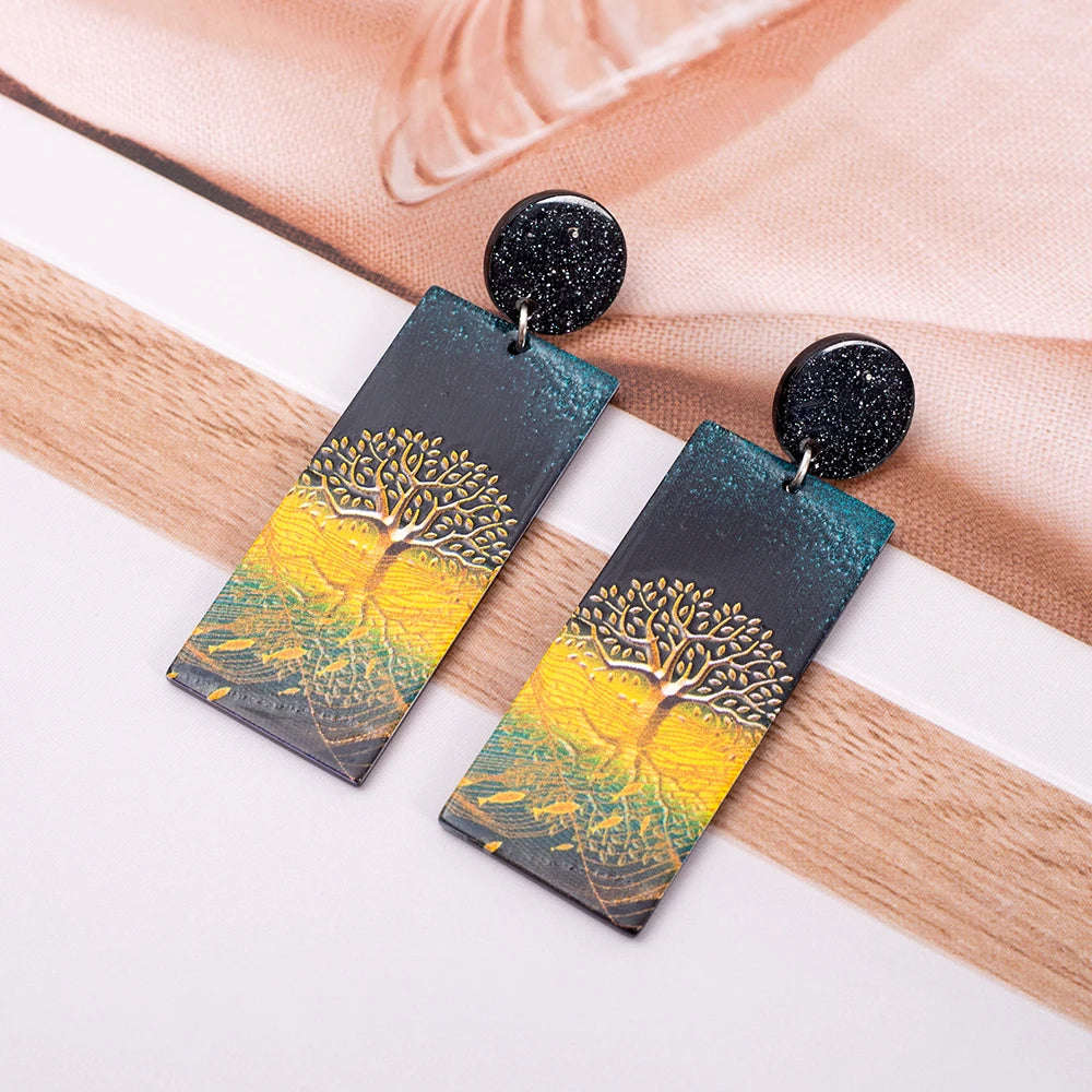 Black Acrylic Flower Earrings