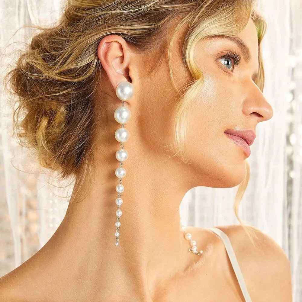 Pearl Tassel Drop Earrings