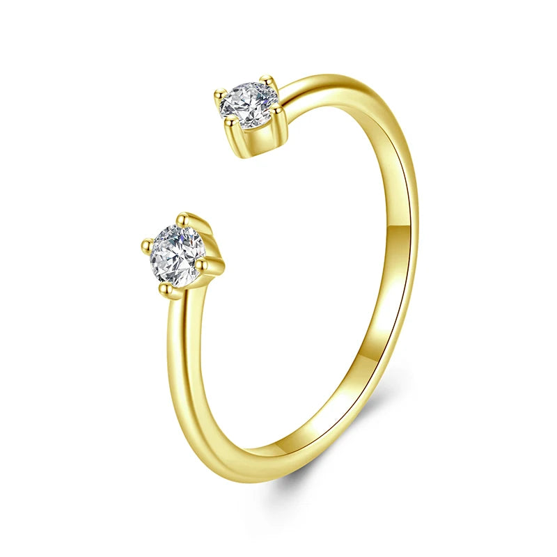 Moissanite Adjustable Silver Ring