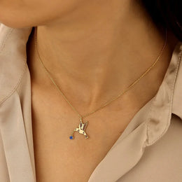 Birthstone Hummingbird Pendant Necklace