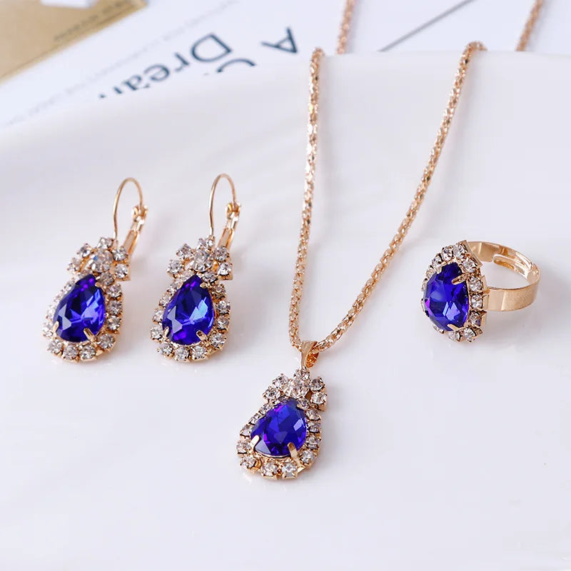 Blue Crystal Bridal Set