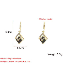 Black Rhombus Rhinestone Drops