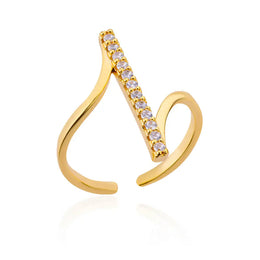 Geometric Zircon Open Ring