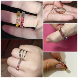 Colorful Cubic Zircon Ring